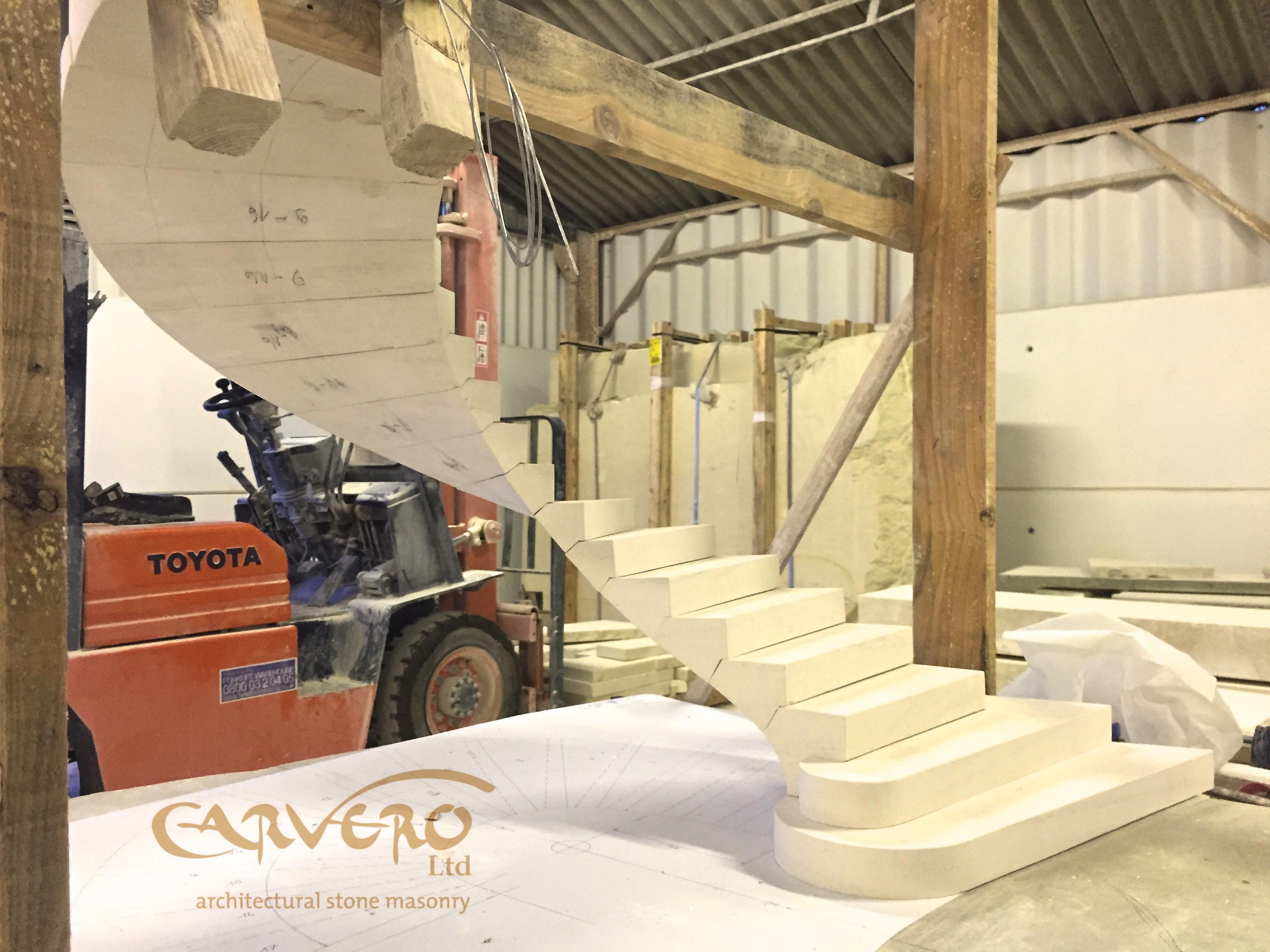 Floating stone staircase - post tensioned stone staircase Floating stone staircase - post tensioned stone staircase
