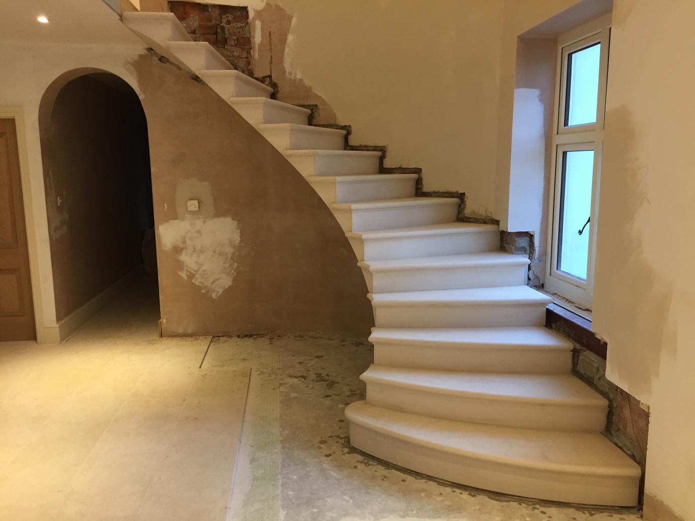 cantilevered stone staircase