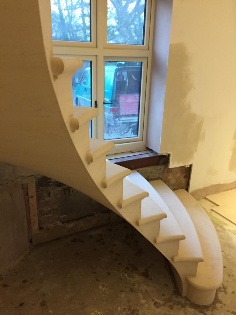 cantilevered stone staircase