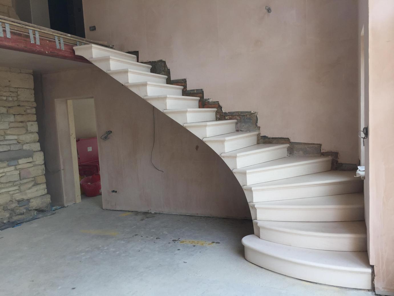 Cantilevered stone stairs fitted 