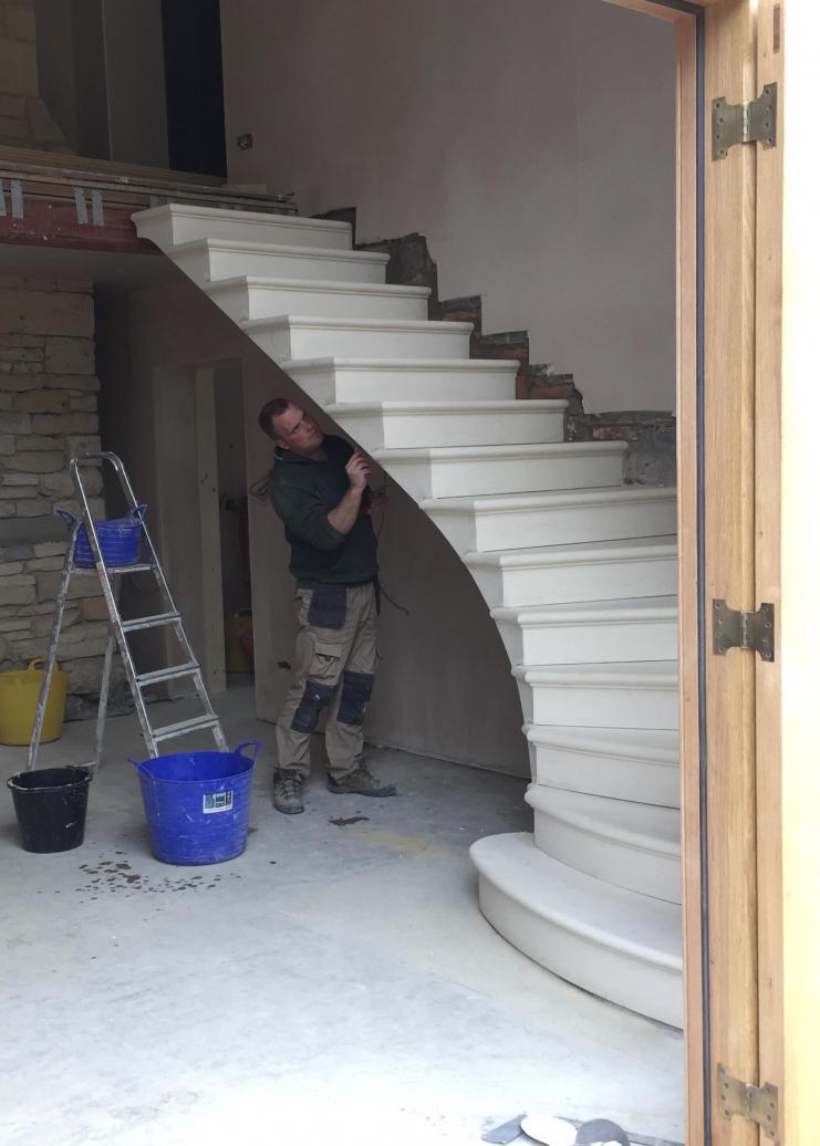 making of a Cantilevered stone stairs in Worcestershire