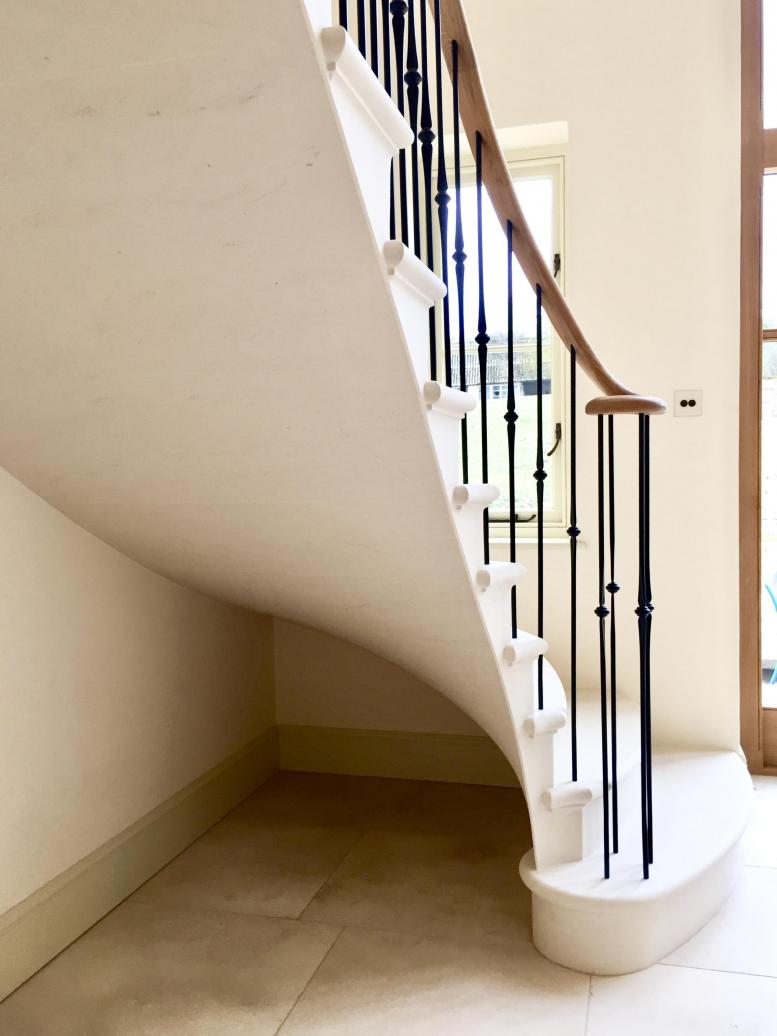 view from below of a Cantilevered stone stairs in Worcestershire