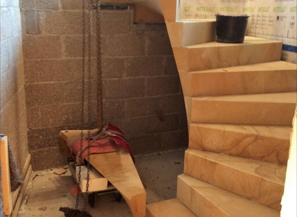 fitting of the sandstone staircase