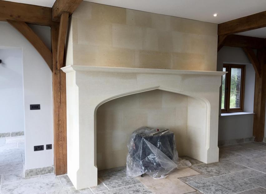 extra large Cromwell limestone fireplace - Isle of Man