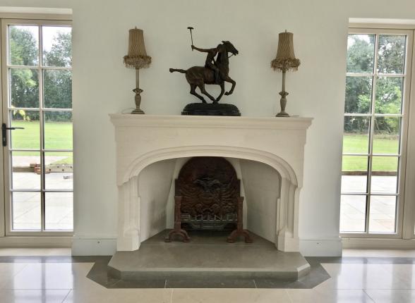 Limestone, hand carved, Fireplace